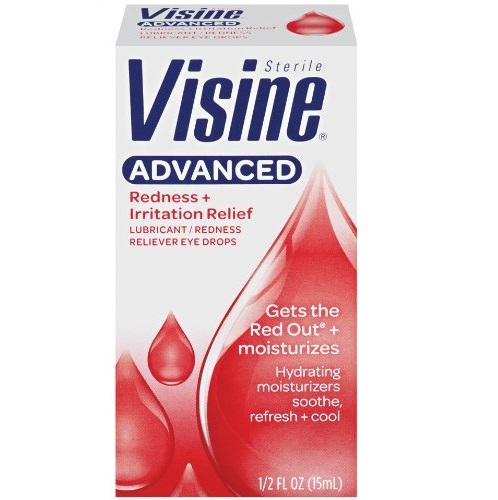 Visine Advanced Redness + Irritation Relief Lubricant/Redness Reliever Eye Drops, .5 Fl. Oz, Only $4.59
