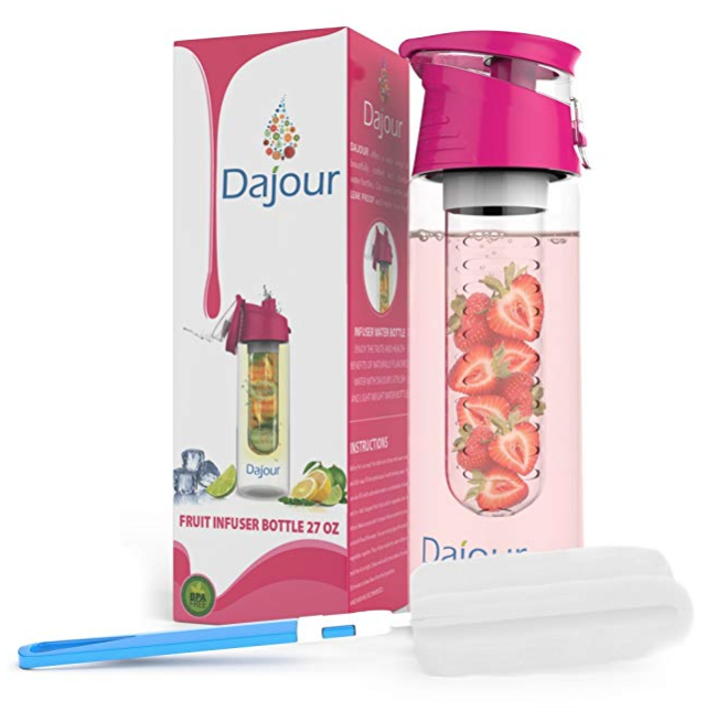 Dajour Fruit Infuser 鮮果時尚水杯 27盎司 帶瓶刷，現僅售$7.95