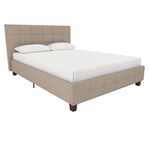 DHP灰色時尚亞麻軟墊床，Full size，原價$290.00，現僅售$159.00，免運費