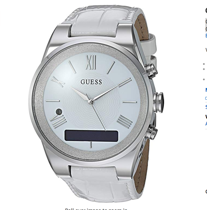 Guess Women's Stainless Steel Connect Smart Watch - Amazon Alexa, iOS and Android Compatible, Color: Silver (Model: C0002MC1) only $70.89