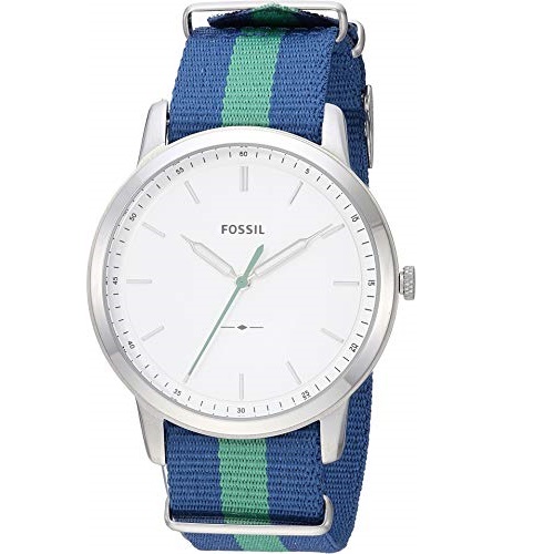 Fossil  FS5443 The Minimalist Three Hand Navy and Green Polyester Watch, Only $59.99, free shipping