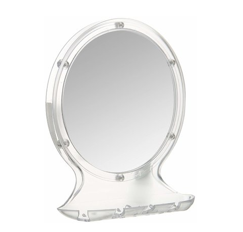 AmazonBasics 吸盤式浴室用牆面小鏡子 帶托盤，現僅售$5.62