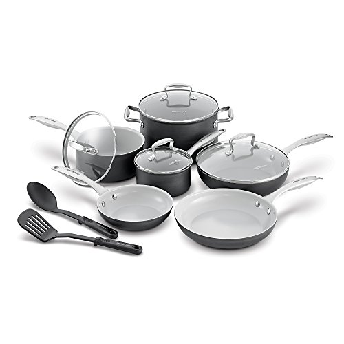 GreenLife CC000801-001 Classic Pro Hard Anodized Healthy Ceramic Nonstick Metal Utensil Safe Dishwasher/Oven Safe Cookware set, 12-Piece, Grey, Only $50.99, free shipping