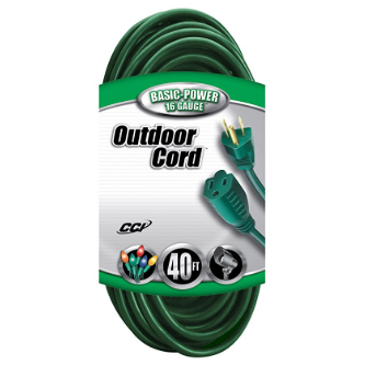 Coleman Cable 2356 16/3 Vinyl Landscape Outdoor Extension Cord, Green, 40 Foot $12.18