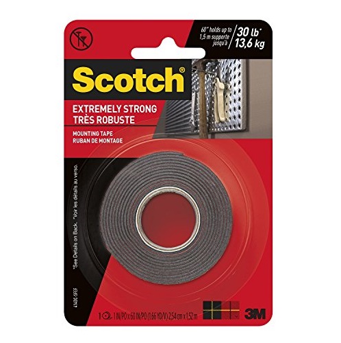 Scotch Extreme Mounting Tape, 1 by 60-Inch, Black, Only $3.99
