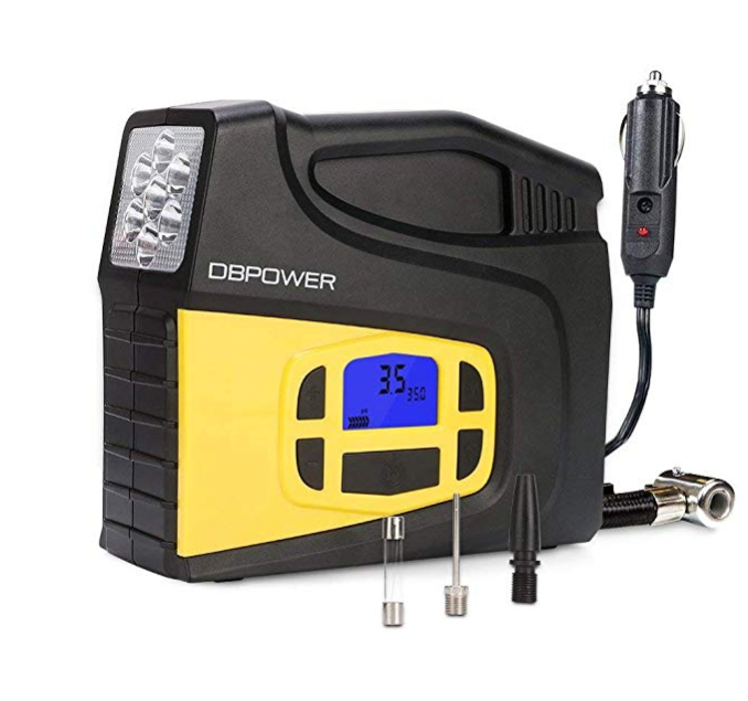 DBPOWER Portable 12V DC Tire Inflator, Digital LCD Display Air Compressor Pump for Cars, Bicycles and Balls with 3 Modes Function LED Lighting only $20.69