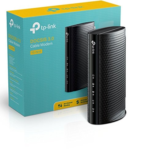 TP-Link TC-7610 DOCSIS 3.0 (8x4) Cable Modem. Max Download Speeds Up to 343Mbps. Certified for Comcast XFINITY, Spectrum, Cox, and more. Separate Router is Needed for Wi-Fi, Only $34.95, free shipping