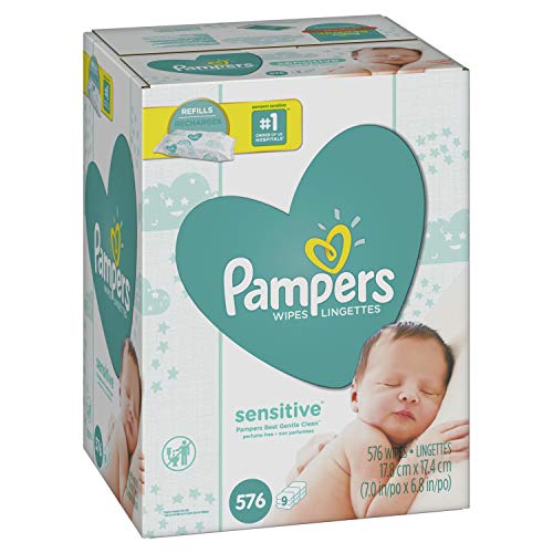 Pampers Sensitive Water-Based Baby Diaper Wipes, 9 Refill Packs for Dispenser Tub - Hypoallergenic and Unscented - 576 Count, Only $13.24, free shipping after using SS