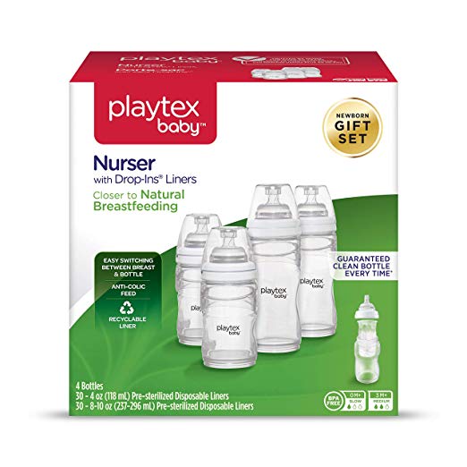 Playtex Baby Nurser Baby Bottle with Drop-Ins Disposable Liners, Closer to Breastfeeding, Gift Set, only $13.93 after clipping coupon