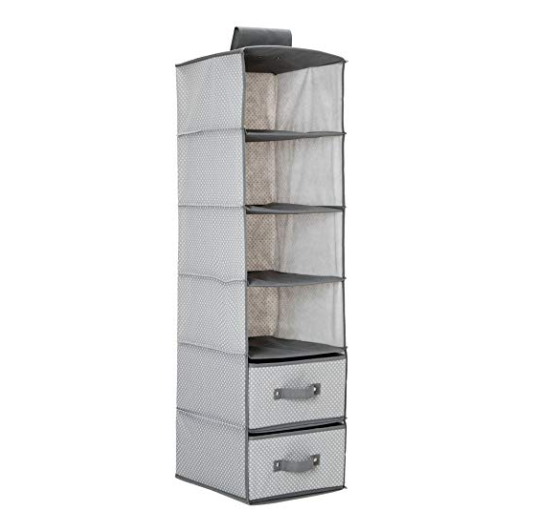 Delta Children 6 Shelf Hanging Wall Storage with 2 Drawers, Dove Grey only $6.29