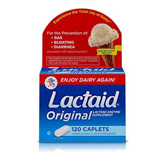 Lactaid Original Strength Lactase Enzyme Caplets, 120 Count only $9.57