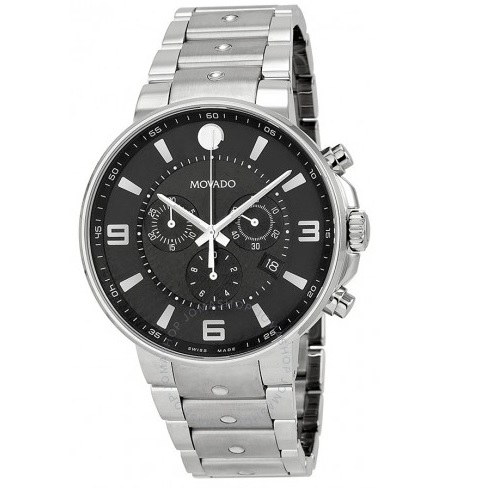 MOVADO SE Pilot Black Dial Stainless Steel Chronograph Men's Watch Item No. MV0606759, only after using coupon code, free shipping