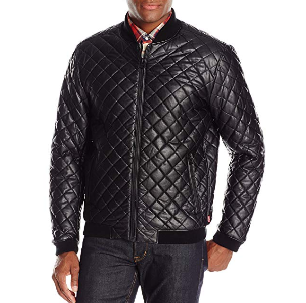 Levi's Men's Smooth Lamb Faux Leather Diamond Quilted Varsity Bomber only $37.32