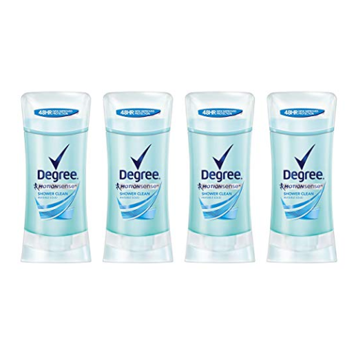 Degree MotionSense Antiperspirant Deodorant, Shower Clean, 2.6 oz, 4 Coun only $7.18