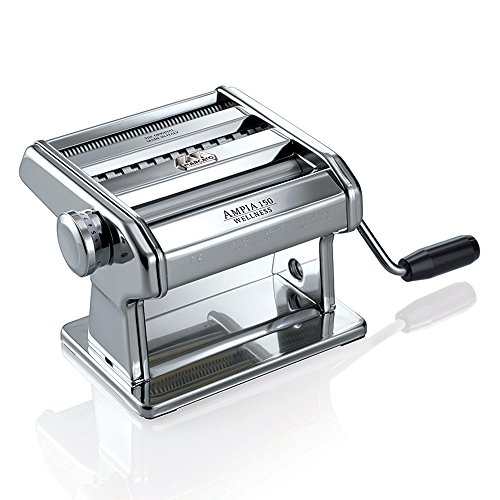 Marcato Atlas Ampia Pasta Machine, Made in Italy, Chrome Plated Steel, Silver, Includes Pasta Cutter, Hand Crank, and Instructions, Only $54.99, free shipping