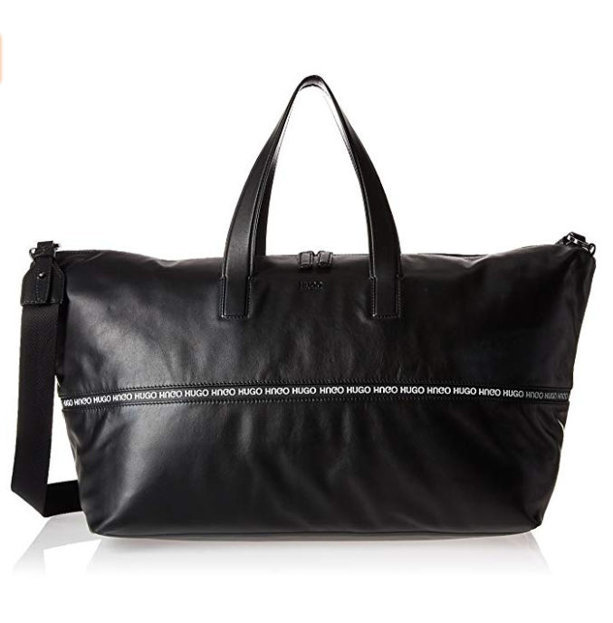 National Italian leather weekender holdall bag with hugo logo