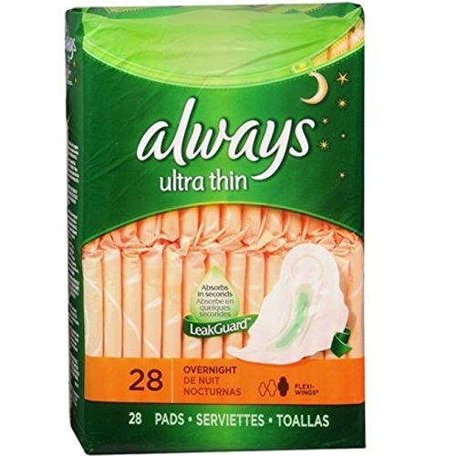 Always Ultra Thin Pads Overnight Flexi-Wings 28 Each (Pack of 5) by Always, Only $17.46