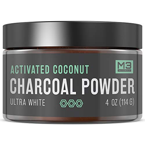 M3 Naturals Premium Teeth Whitening Charcoal Powder 4OZ - 2x Competitors - All Natural Coconut Activated Charcoal and Bentonite Clay   Whitening, Only $13.13, free shipping after using SS