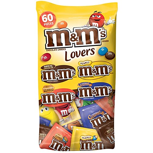 M&M's 多種口味巧克力派對裝， 60包獨立包裝， 共33.8 oz，原價$14.99，現僅售$8.99