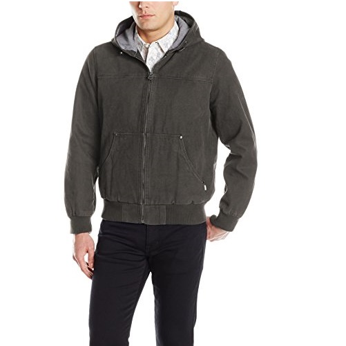 Levi's Men's Cotton Canvas Hooded Bomber Jacket, Olive, Large, Only $34.61, free shipping