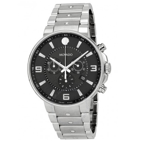 MOVADO SE Pilot Black Dial Stainless Steel Chronograph Men's Watch Item No. MV0606759, only $499.00 after clipping coupon, free shipping