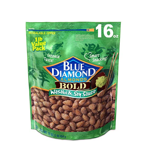 史低价！Blue Diamond Almonds 美国大杏仁，芥末酱油口味，16 oz，现仅售$4.35 ，免运费！