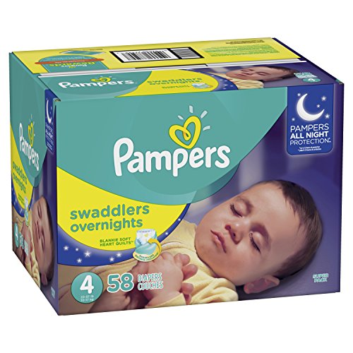 Pampers Swaddlers Overnights Disposable Diapers Size 4, 58 Count, SUPER $10.21