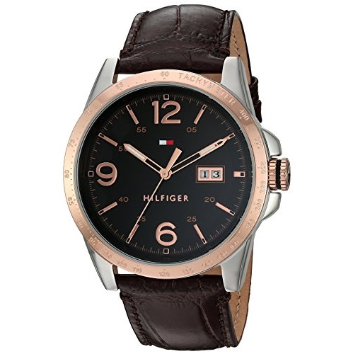 Tommy Hilfiger Men's Quartz Stainless Steel and Leather Casual Watch, Color:Brown (Model: 1791255), Only $70.82, free shipping