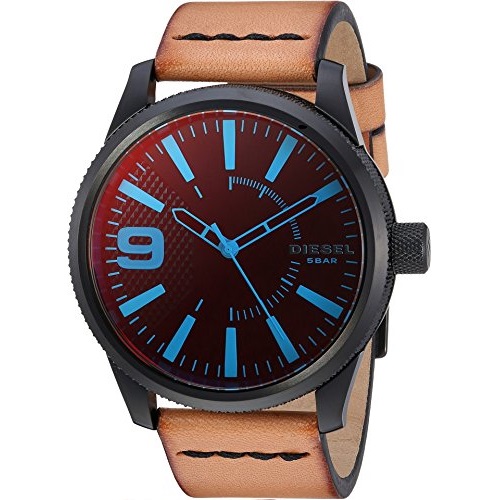 Diesel Watches Mens Rasp NSBB Black IP and Brown Leather Watch (Model: DZ1860), Only $112.99, free shipping