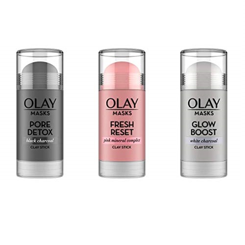 Face Masks by Olay, Clay Facial Mask Stick With Pink Mineral Complex, Fresh Reset, Glow Boost White Charcoal and Pore Detox Black Charcoal, 1.7 Oz, Only $26.87 after clipping coupon