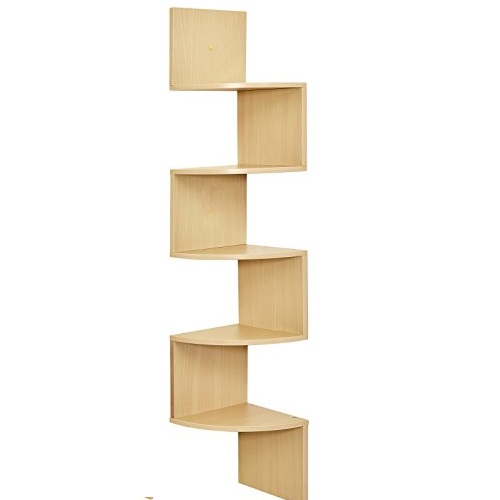 Greenco 5 Tier Wall Mount Corner Shelves Natural Finish, Only $15.07