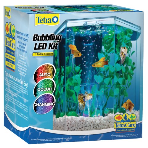 Tetra魚缸 帶五彩變色LED燈氧氣泵濾網，1加侖，原價$31.99，現僅售$12.99