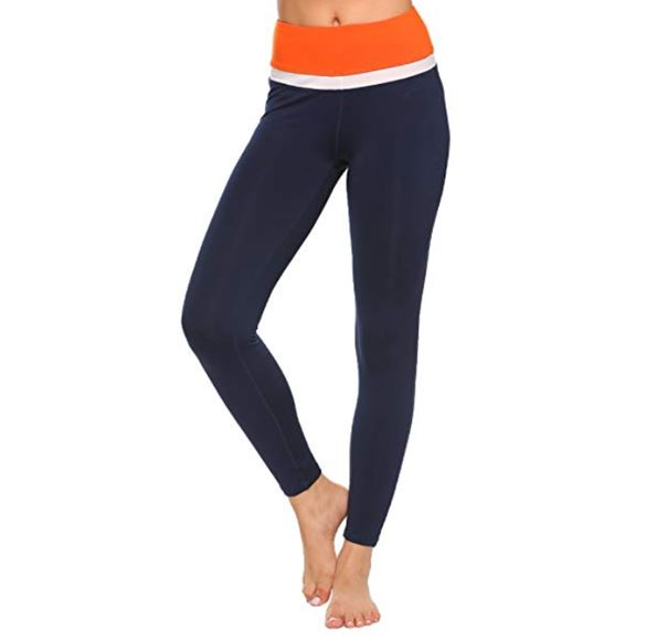 Ekouaer Women’s Stretch Striped Leggings High Waist Elastic Wasitband Yoga Running Leggings 50% off with coupon!