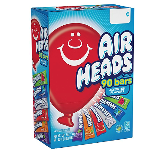 AirHeads Bars, Chewy Fruit Candy, Variety Pack, Party, Halloween, 90 Count (Packaging May Vary only $6.8