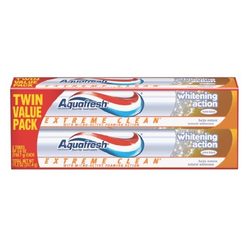 史低價！Aquafresh 3色美白牙膏，5.6 oz/支，共2支，原價$7.00，現點擊coupon后僅售 $3.29，免運費