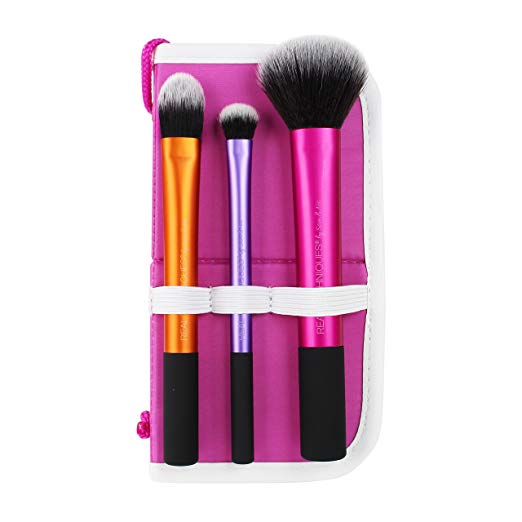 Real Techniques Cruelty Free Travel Essentials Set With Ultra Plush Custom Cut Synthetic Bristles, Includes: Essential Foundation, Multi Task and Domed Shadow Brushes, only $8.39