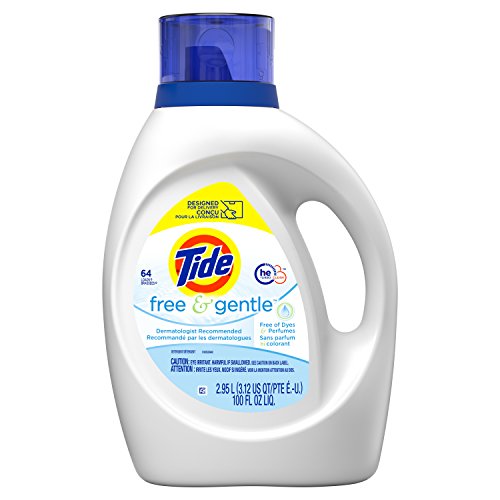 Tide Free and Gentle HE Laundry Detergent Liquid, 100 oz, 64 Loads, Unscented and Hypoallergenic for Sensitive Skin,, Only $8.97