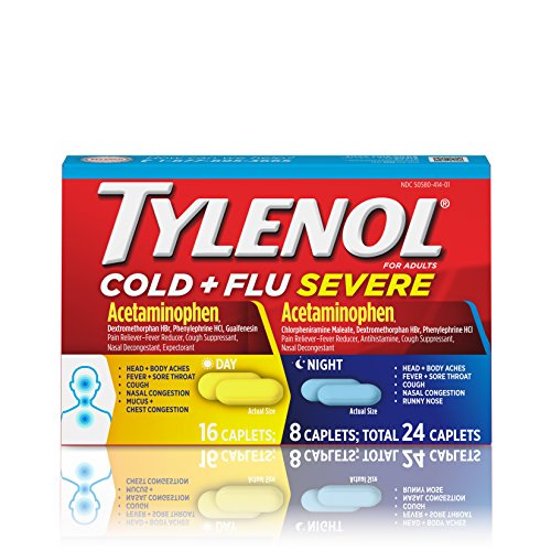 秋冬家庭必备！Tylenol泰诺  退烧止痛感冒药，白日 + 夜晚，24粒，原价$11.99，现点击coupon后仅售$5.47，免运费