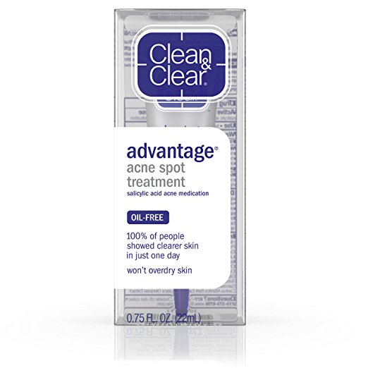 Clean & Clear Advantage Acne Spot Treatment, Oil-Free Acne Medication with Salicylic Acid and Witch Hazel for Rapid Acne Treatment, .75 fl. oz
