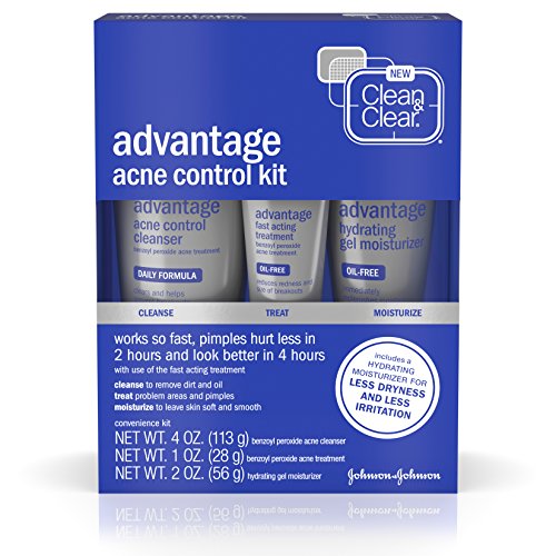 Clean & Clear Advantage Acne Control Kit with Benzoyl Peroxide, Includes Daily Face Wash, Fast Acting Treatment & Hydrating Gel Moisturizer for Acne-Prone Skin, Oil-Free &, 3 piece, Only $13.79