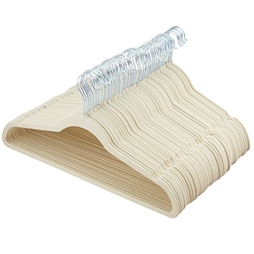 AmazonBasics Velvet Suit Hangers, 50-Pack,  Ivory/Beige, Only $13.77