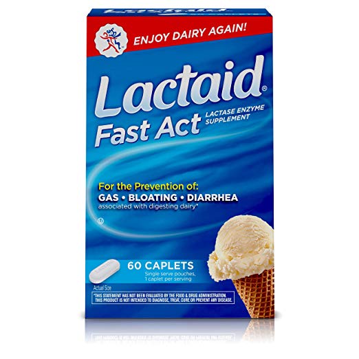 Lactaid Fast Act Lactose Intolerance Relief Caplets, Lactase Enzyme to Prevent Gas, Bloating & Diarrhea Due to Lactose Sensitivity, Supplements for Travel & On-The-Go, 60 Packs., only $11.51