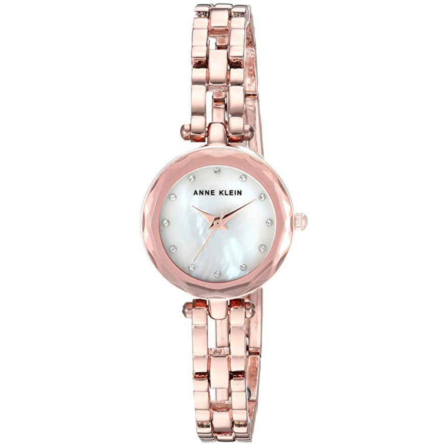 Anne Klein Women's Swarovski Crystal Accented Rose Gold-Tone Open Bracelet Watch $30.79，free shipping