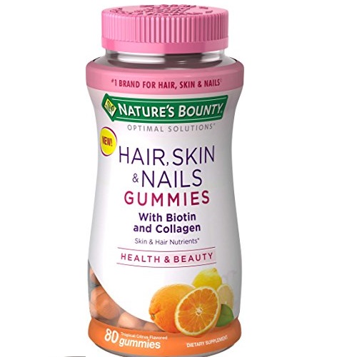 Nature's Bounty Hair, Skin & Nails with Biotin and Collagen, Citrus-Flavored Gummies Vitamin Supplement, Supports Hair, Skin, and Nail Health for Women, 2500 mcg, 80 Count, Only $4.74