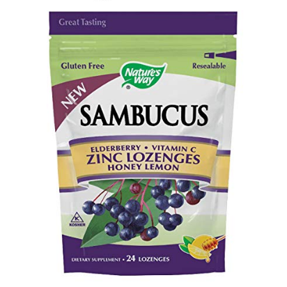 Sambucus Zinc lozenges with Elderberry and Vitamin c, Honey Lemon Flavor, Gluten Free, Kosher Certified, 24 Count $3.60