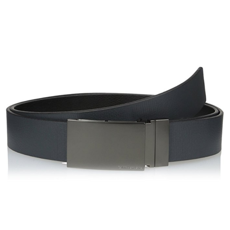 Calvin Klein Men's 38MM Reversible Emossed to Smooth Leather Belt with Plaque Buckle, Grey/Black $24.66，free shipping