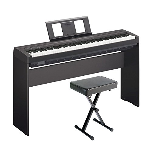 Yamaha P45 88-Key Weighted Digital Piano Home Bundle with Wooden Furniture Stand and Bench $399.99