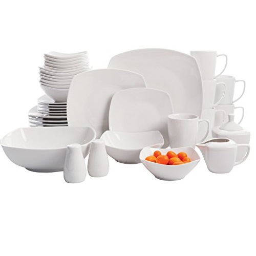 Gibson Home 103609.39RM Zen Buffetware 39 Piece Porcelain Dinnerware Set Service for 6 with Serveware, Square, White, Only $29.81, free shipping