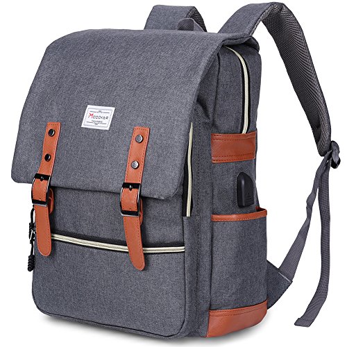 Modoker Vintage Laptop Backpack for Women Men,School College Backpack with USB Charging Port Fashion Backpack Fits 15 inch Notebook (Grey) only $19.49 with coupon