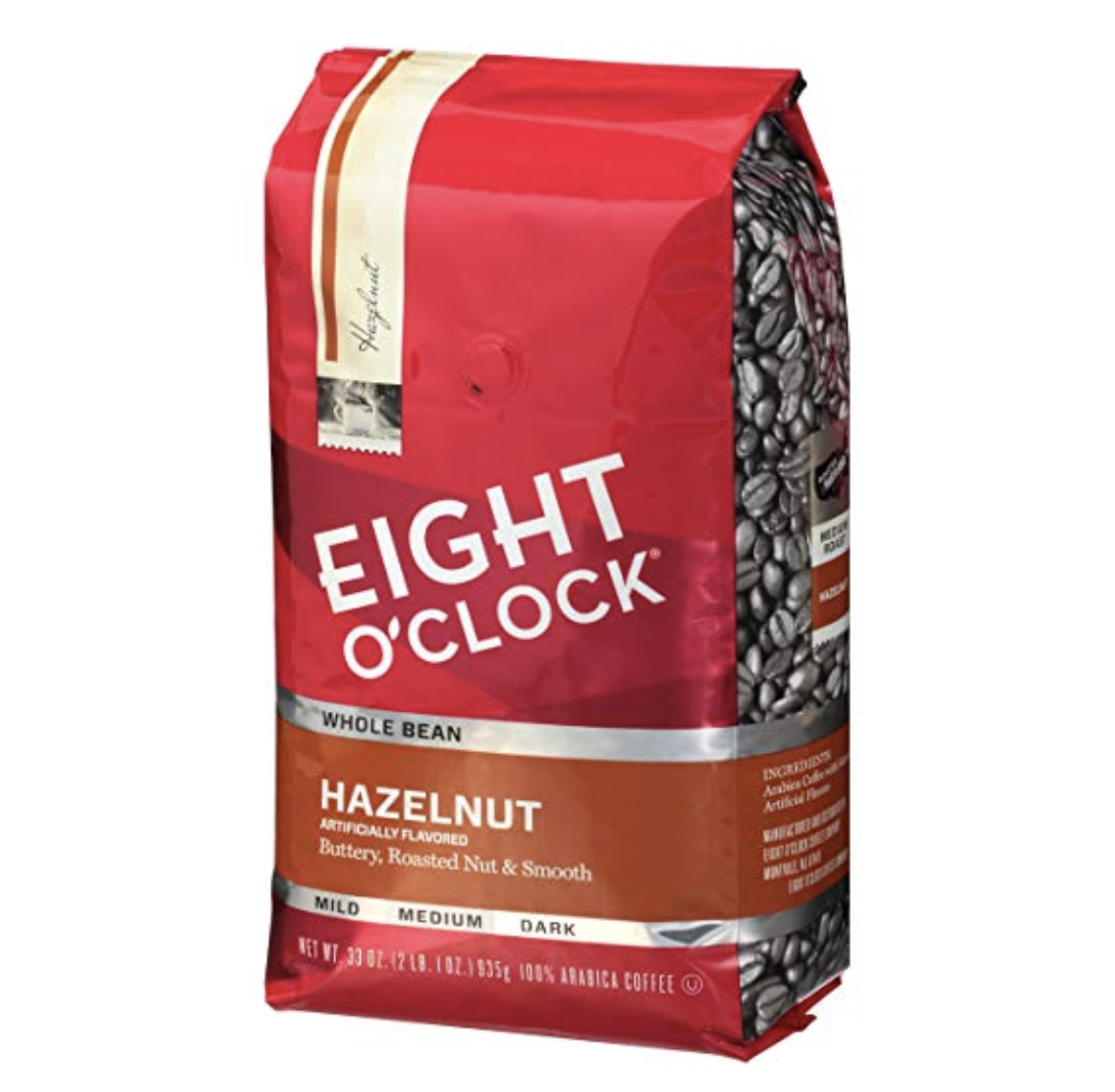Amazon.com 现有 Eight O'Clock 整豆咖啡 榛子口味 33oz ，原价$16.99， 现仅售$10.19